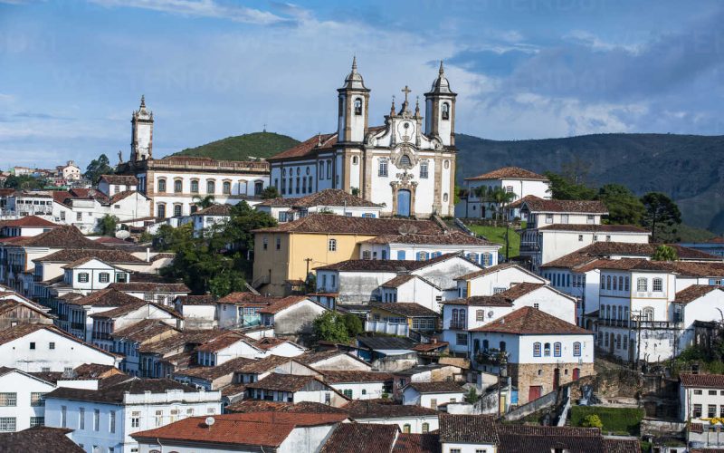View of the colonial town of Ouro Preto, Minas Gerais, Brazil
